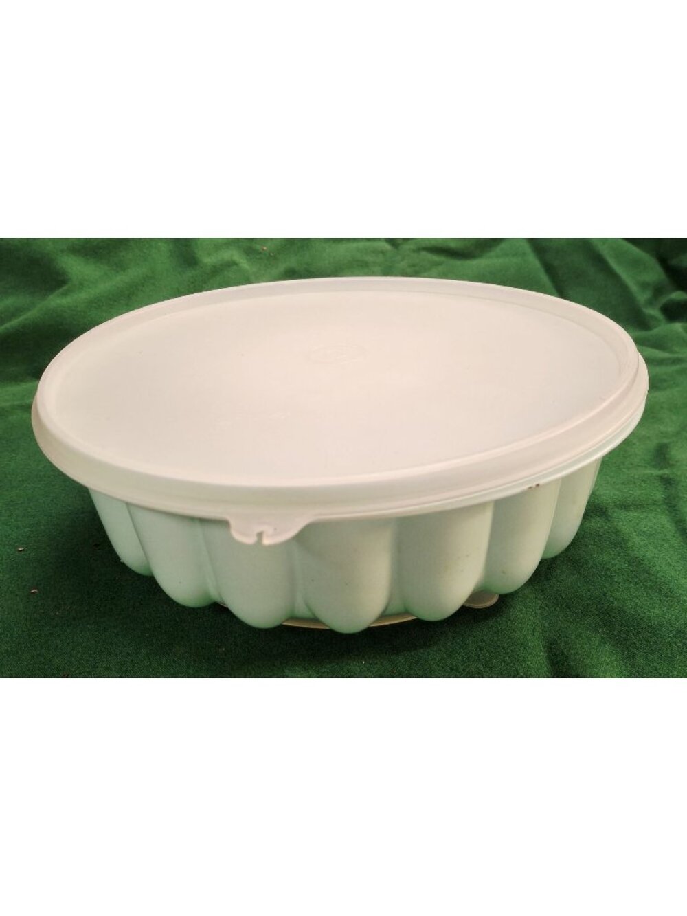 Tupperware Jel-Ring Mold With Lid Mint Green & Clear Vintage 3-Piece Set For Gel